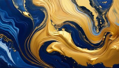 Swirling Golden And Blue Acrylic Fluid Artwork Dark Blue Waves In Summary Ocean And Golden Foamy Waves Marble Impact Background Or Texture Amazing Summary Glistening Golden Solid Liquid Waves