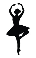 Elegant ballet dancer silhouette in pirouette pose, isolated on white background. Ideal for dance, art, performance, and design themes. © ismail