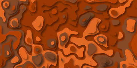 Warm abstract topographic map background with layered paper cut effect in earthy orange and brown tones creating a natural and organic visual for design projects