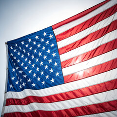 Fototapeta premium Close-Up of American Flag Draped on White – Stars and Stripes with Patriotic Color and Texture