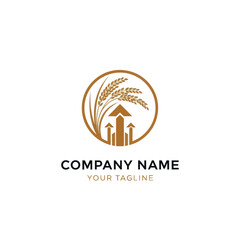 Modern Logo Design Featuring Golden Rice/Wheat Crops and Upward Growth Arrows for Agriculture, Real Estate, or Investment Company Branding on a Clean White Background., Flat Vector Elements, Vector