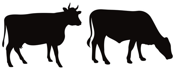 Cow Icon – Farm Animal Silhouette Vector Illustration Isolated on White