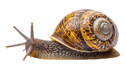 Garden Snail with Textured Shell isolated on a transparent background 
