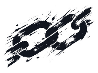 Chain link grunge brush stroke black on white vector illustration