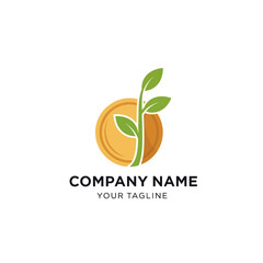 Modern Financial Growth Logo: Green Sprout Growing from Golden Coin, Symbolizing Investment, Wealth, Business Prosperity, and Sustainable Finance with Clean Minimalist Design on White Background.,