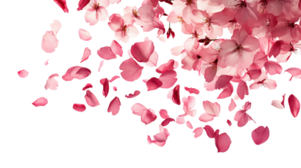 Pink sakura petals falling isolated on a transparent background 7