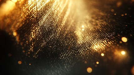 Golden grid with shimmering particles: A textured play of light and shadow