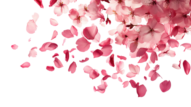 Pink sakura petals falling isolated on a transparent background 7