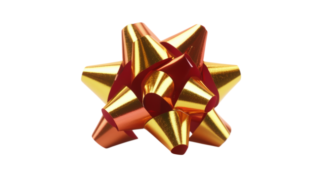 Red and Gold Gift Bow isolated on a transparent background