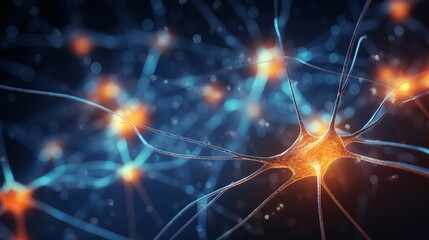 3D Render of Neural Network with Glowing Digital Wires