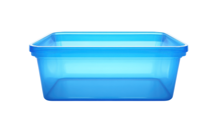 Blue plastic food container isolated on a transparent background