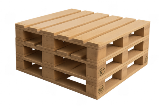 Wooden Euro pallets stacked, logistics and transportation concept