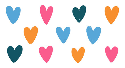 Colorful Heart Pattern Illustration on White Background with Vibrant Colors and Abstract Shapes Expressing Love and Affection