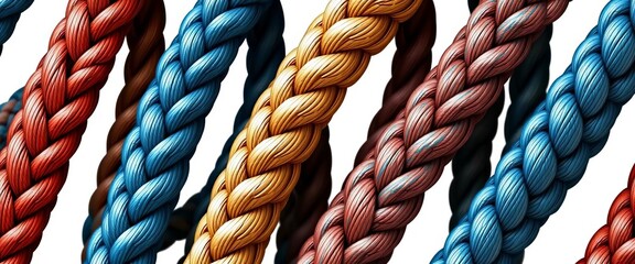 Seamless vector texture of intricately braided ropes, isolated on white, textures, isolated
