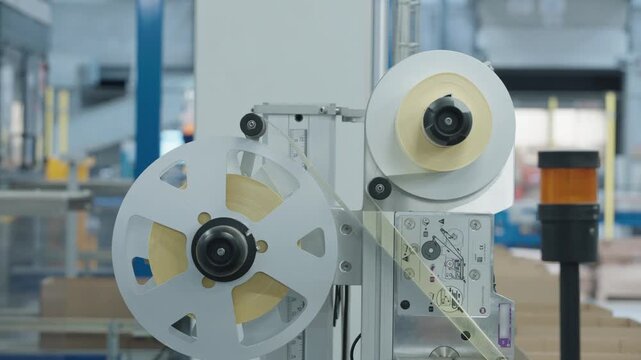 A streamlined conveyor belt machine, production line in France.