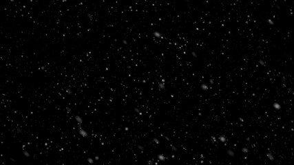 Seamless loop 3D animation of soft snowflakes falling gently in a calm winter snowfall. Natural snow flurry atmosphere, isolated on an alpha channel for easy integration into seasonal scenes. 4K.