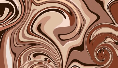 Delicious dark chocolate seamless pattern with a smooth, melted swirl of brown liquid texture like a hot cocoa flow