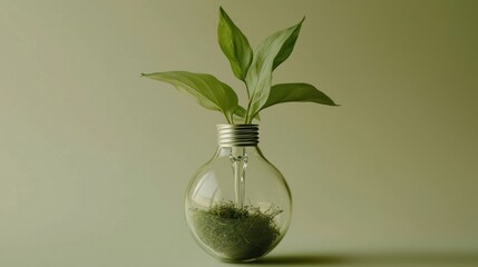 Plant in lightbulb vase