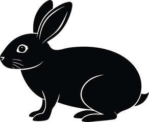 bunny cute creature profile silhouette vector