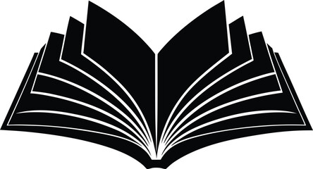 Open book pages spreading silhouette vector