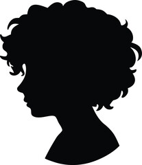  person with curly hair profile silhouette vector