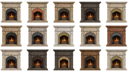 Fireplace Designs Collection – Transparent Background