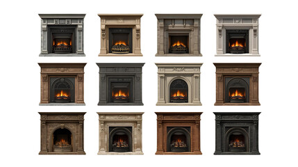 Fireplace Designs Collection – Transparent Background