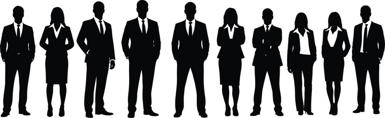 Professional Business Silhouettes Vector – Teamwork & Corporate Figures