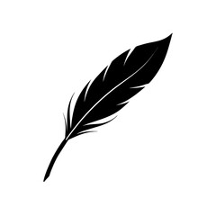 Obraz premium Illustration of a single black feather art on transparent background silhouette