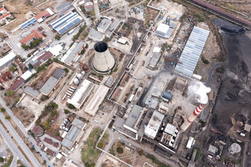 Aerial view of thermal power station in Sliven, Bulgaria
