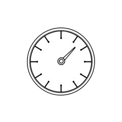 Simple clock displays time with its minimalist round outline, simple clock design showing accuracy and precise measurements. Simple clock drawing as an illustration of time,