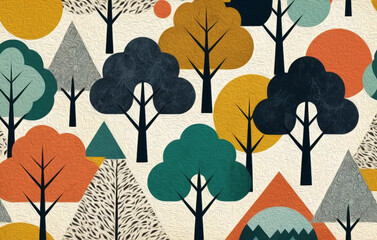Tree . Oil painting. Pattern for printing on wall decorations, covers, leaflets, business cards