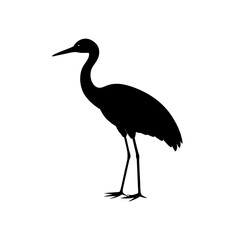 Obraz premium Silhouette of a standing heron on white on transparent background