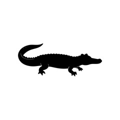 Naklejka premium Silhouette of a walking alligator animal on transparent background