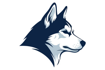 Illustration of a husky head, showcasing its distinctive features and breed characteristics, perfect for projects related to dogs © Saharia