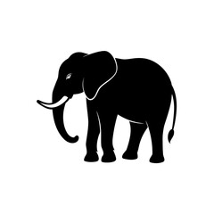 Obraz premium Silhouette of an elephant with tusks shown on transparent background