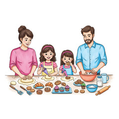 Family Baking Together in the Kitchen