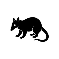 Fototapeta premium Silhouette of a small opossum like animal on transparent background