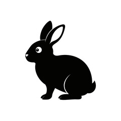 Obraz premium Silhouette of a black rabbit on white ground on transparent background
