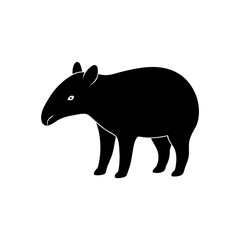 Obraz premium Silhouette of a tapir standing isolated on transparent background