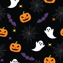 A delightful pattern featuring spooky yet cute Halloween characters perfect for festive decorations.