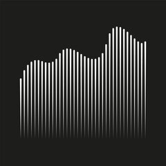 Sound wave illustration. Vertical motion lines. Abstract digital equalizer. Vector audio visualization.