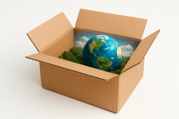 Planet Earth in a cardboard box.