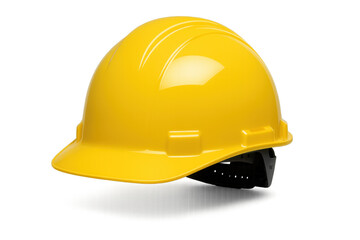Yellow construction hard hat providing head protection