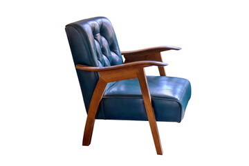 Vintage wooden arm chair with leather cushion