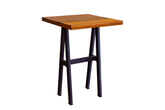 Wooden table steel legs simplistic