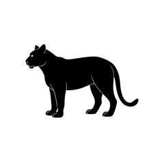 Obraz premium Silhouette of a black panther standing up on transparent background