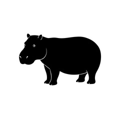 Obraz premium Silhouette of a hippopotamus standing still on transparent background