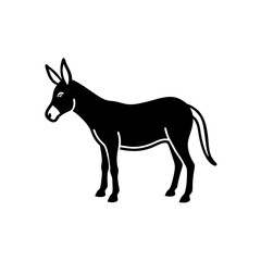 Obraz premium A simple black silhouette of a donkey on transparent background