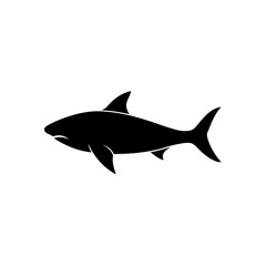 Silhouette of a shark swimming in profile on transparent background